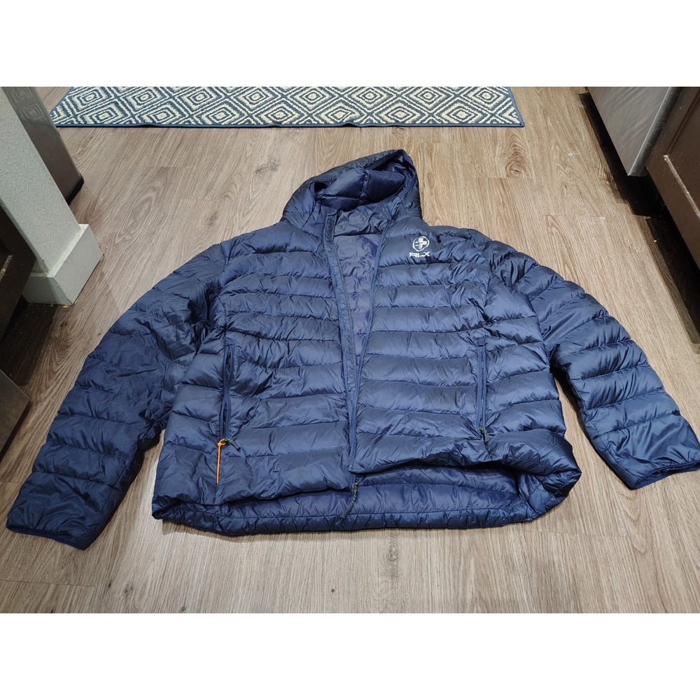 RLX Ralph Lauren Men's Down Puffer Jacket 730 BROKEN ZIPPER Mens XL Blue